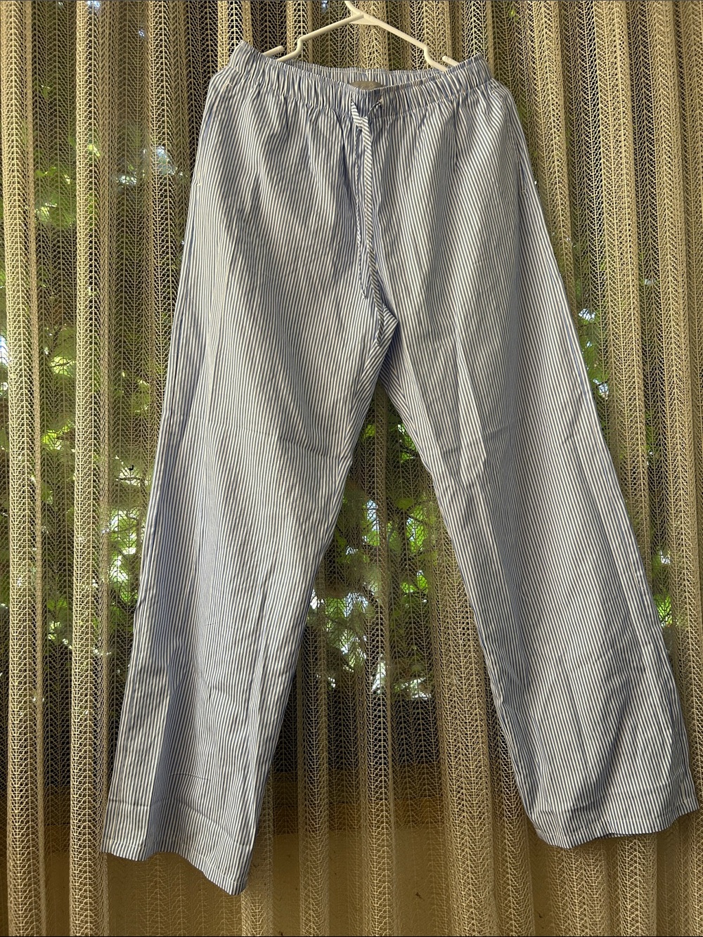 Women’s Blue and White Striped Casual Lounge Pants